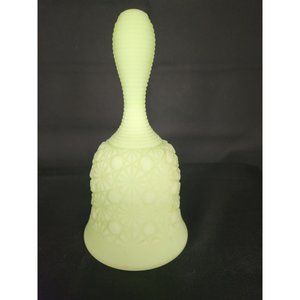 VINTAGE FENTON LIME GREEN SATIN MILKGLASS DAISY and BUTTON BELL